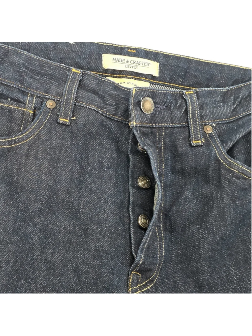 Levi's Made & Crafted Ruler Straight Jeans 34x32 Dark Indigo Button Fly 100%...